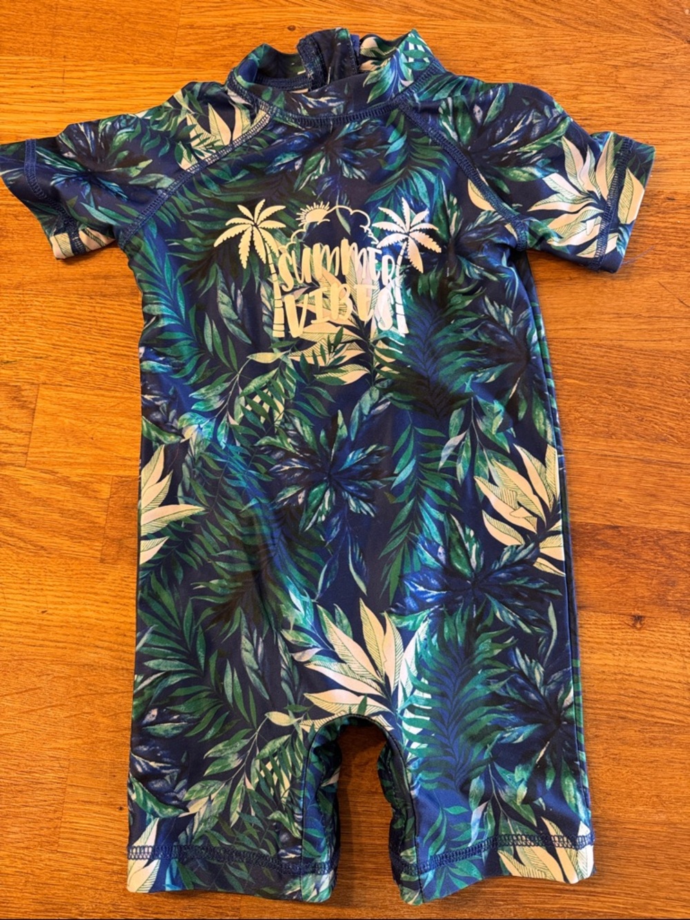 Kids Blue Tropical Rashguard Swimsuit - 'Summer Vibes'